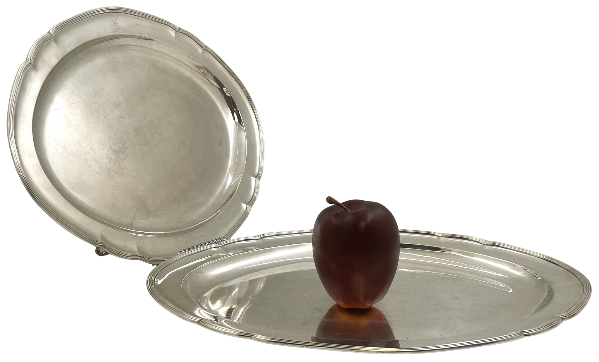 Pair of William Pitts English Sterling Silver Georgian 1790 Platters or Trays