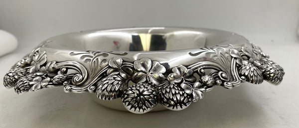 Tiffany & Co. Sterling Silver 1903 Clover Bowl in Art Nouveau Style with Rare Pierced Rim