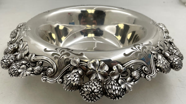Tiffany & Co. Sterling Silver 1903 Clover Bowl in Art Nouveau Style with Rare Pierced Rim