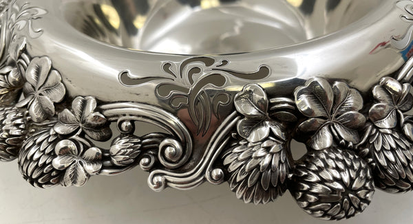 Tiffany & Co. Sterling Silver 1903 Clover Bowl in Art Nouveau Style with Rare Pierced Rim