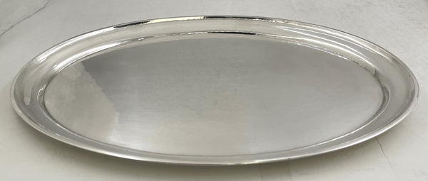 Georg Jensen Sterling Silver Hammered Platter Tray in Continental Pattern #223C
