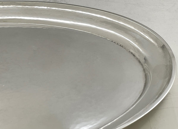 Georg Jensen Sterling Silver Hammered Platter Tray in Continental Pattern #223C