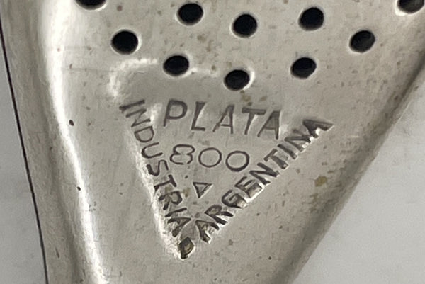 Argentinian Silver and 18K Gold Inlaid Mate Cup with Straw