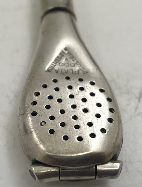 Argentinian Silver and 18K Gold Inlaid Mate Cup with Straw