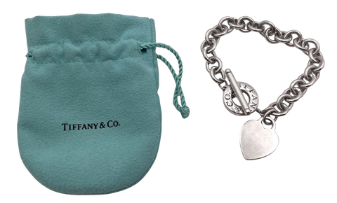 Tiffany & Co. Sterling Silver Heart Tag Toggle Bracelet in Original Pouch