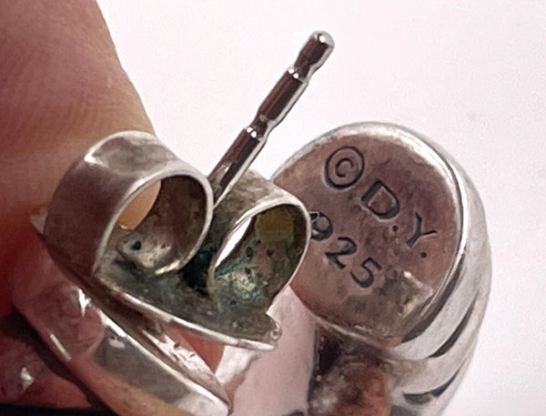 Pair of David Yurman Sterling Silver Sculpted Cable Earrings in Original Pouch