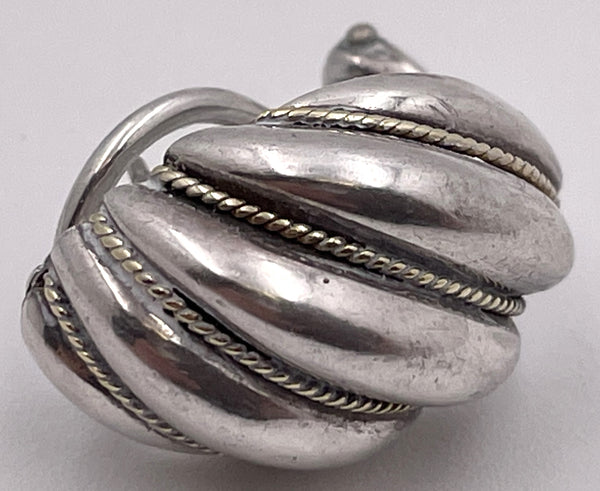 Pair of Tiffany & Co. Sterling Silver & Yellow Gold Shell Earrings in Original Pouch