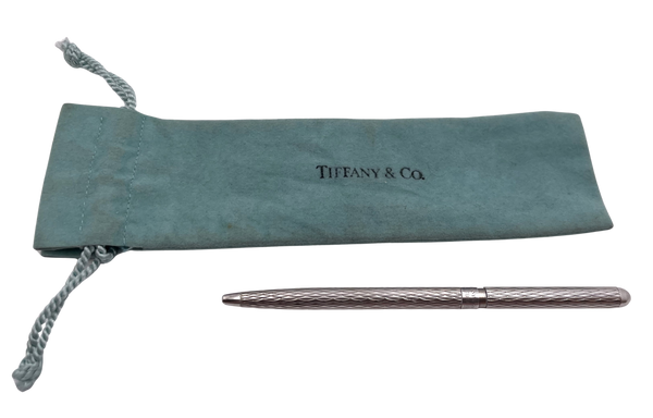 Tiffany & Co. Sterling Silver Pen in Diamond Pattern & in Original Pouch