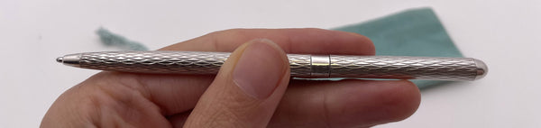 Tiffany & Co. Sterling Silver Pen in Diamond Pattern & in Original Pouch