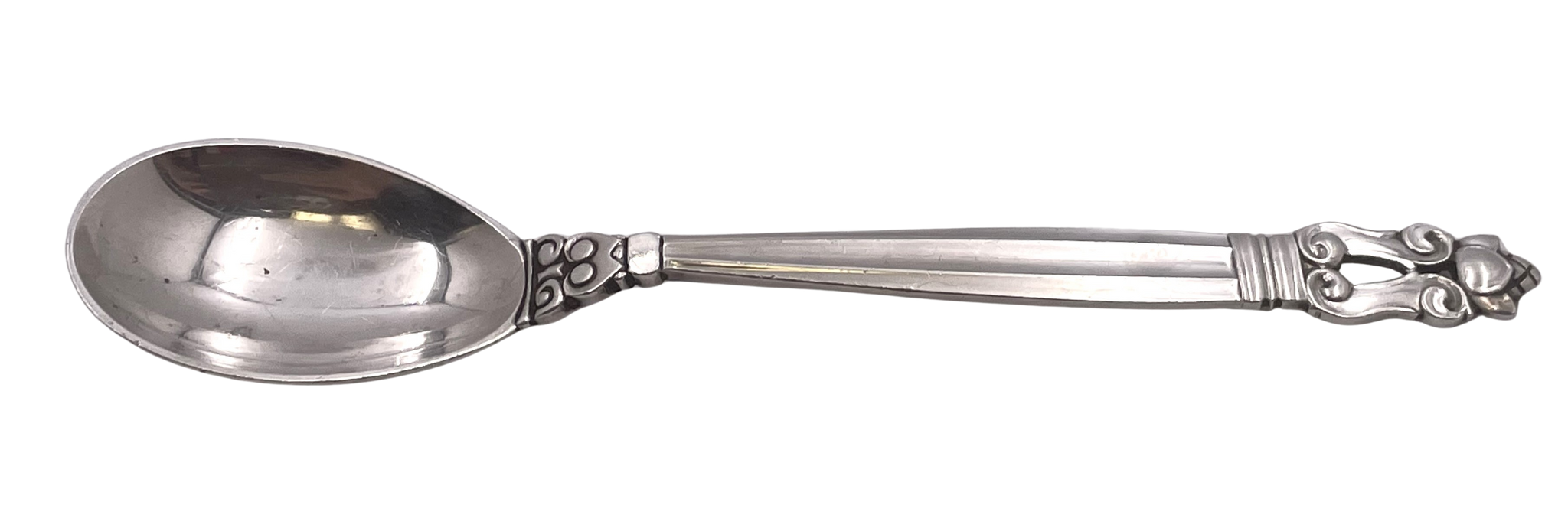 Georg Jensen Hammered Sterling Silver Egg Spoon in Acorn Pattern