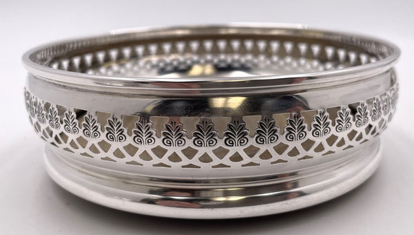 Pair of English Sterling Silver & Wood Coasters