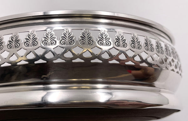 Pair of English Sterling Silver & Wood Coasters