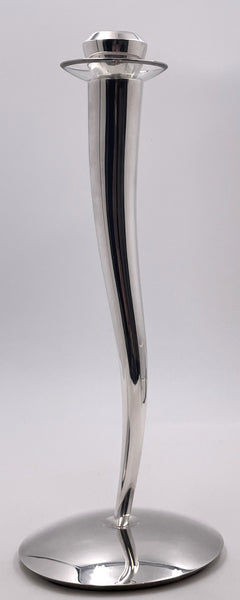 Rare Pair of Pomellato Sterling Silver Candlesticks in Mid-Century Modern Style