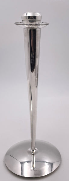 Rare Pair of Pomellato Sterling Silver Candlesticks in Mid-Century Modern Style