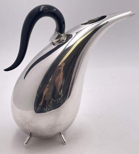 Rare Pomellato Sterling Silver Set of 2 Pitchers on Tray in Mid-Century Modern Style