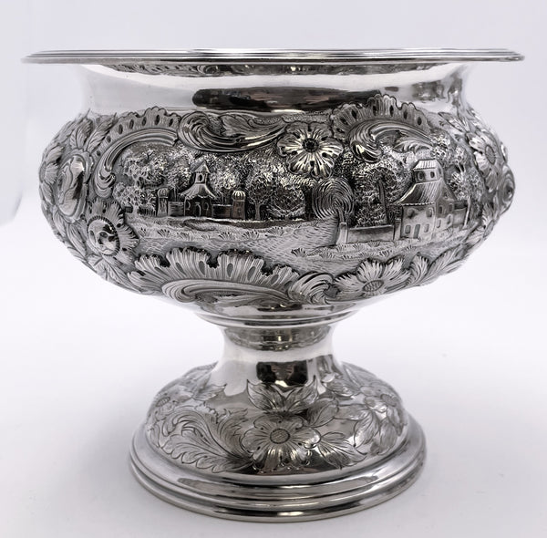 R. Wilson Coin Silver 6-Piece Tea & Coffee Set in Architectural Castle Repousse Pattern