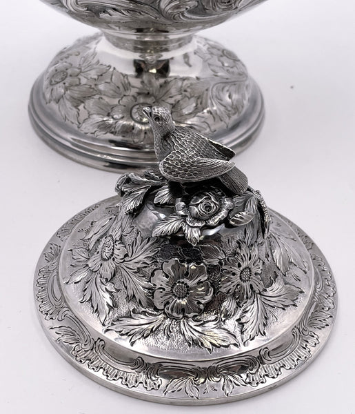 R. Wilson Coin Silver 6-Piece Tea & Coffee Set in Architectural Castle Repousse Pattern