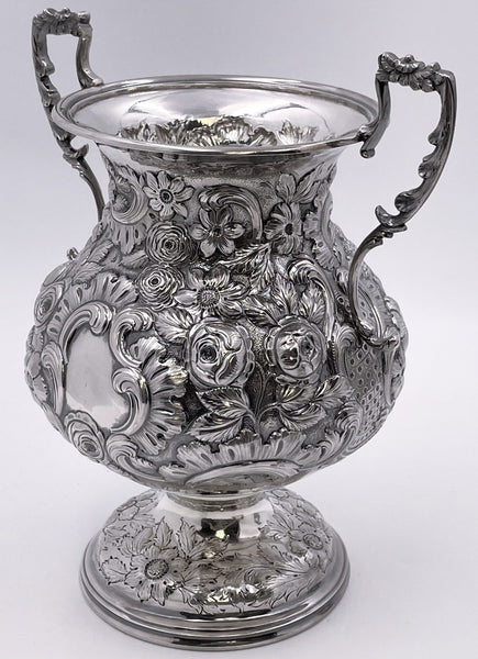 R. Wilson Coin Silver 6-Piece Tea & Coffee Set in Architectural Castle Repousse Pattern