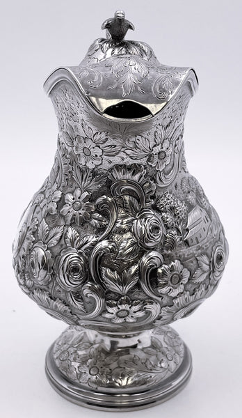 R. Wilson Coin Silver 6-Piece Tea & Coffee Set in Architectural Castle Repousse Pattern