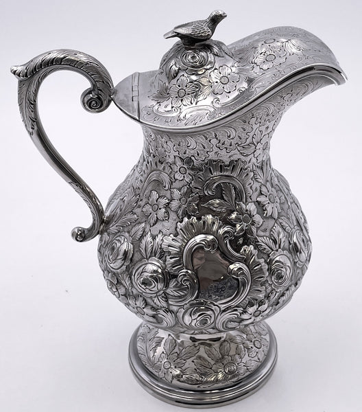 R. Wilson Coin Silver 6-Piece Tea & Coffee Set in Architectural Castle Repousse Pattern