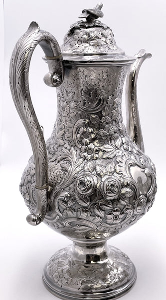 R. Wilson Coin Silver 6-Piece Tea & Coffee Set in Architectural Castle Repousse Pattern