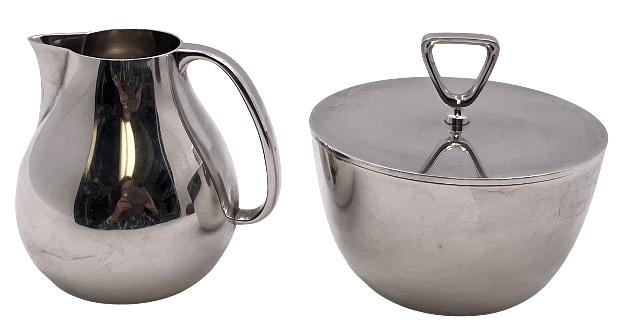 Georg Jensen Sterling Silver Creamer & Sugar Bowl #1015 in Bernadotte Pattern