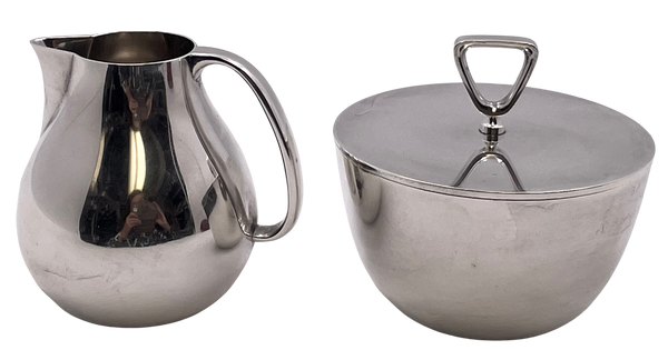 Georg Jensen Sterling Silver Creamer & Sugar Bowl #1015 in Bernadotte Pattern