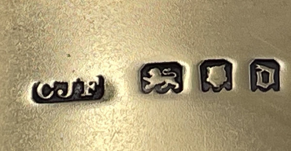 C. J. Fox English Gilt Sterling Silver & Glass 1919 Flask