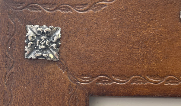 William Scott English Leather and Sterling Silver Picture Frame with Putti