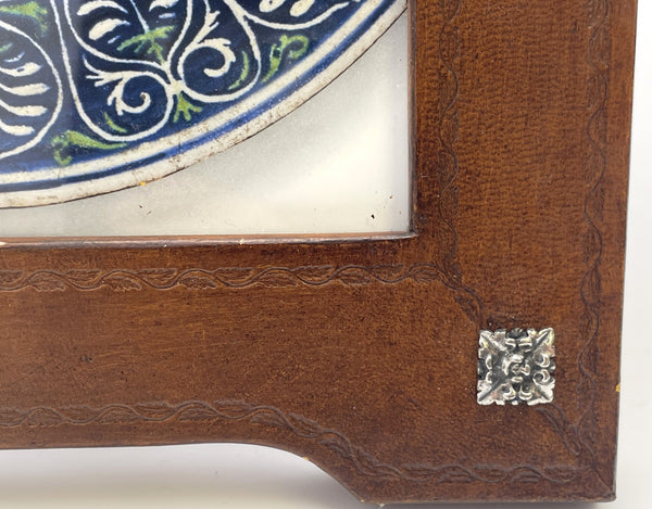 William Scott English Leather and Sterling Silver Picture Frame with Putti