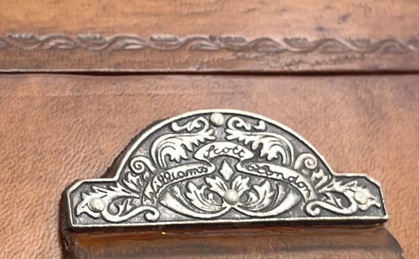 William Scott English Leather and Sterling Silver Picture Frame with Putti