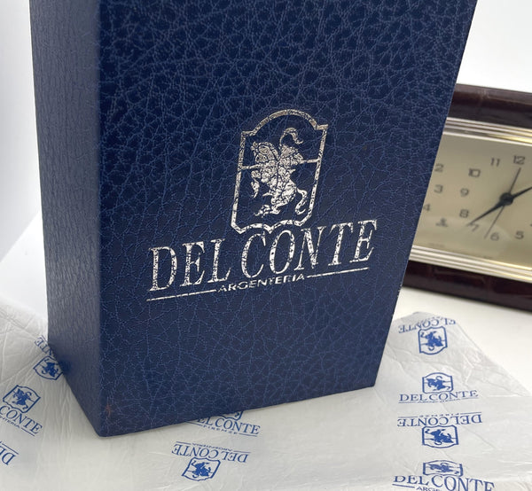 Del Conte Alligator Leather and Sterling Silver Double Clock New in Box