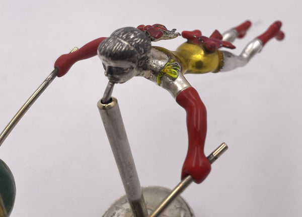Tiffany & Co. Sterling Silver and Enamel Set of 2 Acrobatic Circus Figurines on Plinths by Gene Moore