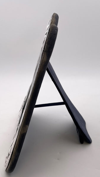 English Sterling Silver Dresser Mirror in Art Nouveau Style with Felt Back