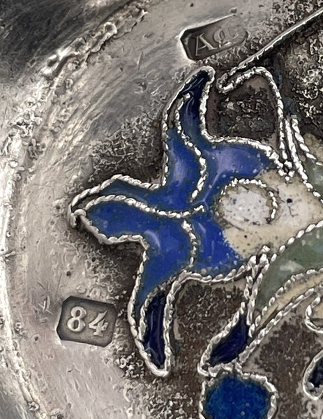 A. Fuld Russian Enamel & Silver Kovsh from Late 19th or Early 20th Century