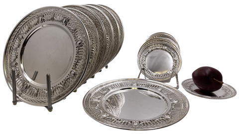 Gorham Durgin Set of 12 Sterling Silver Chargers / Plates and 12 Bread Plates from Early 20th Century