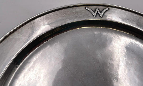 F. Novick Chicago Arts & Crafts Sterling Silver Hammered Pitcher on Tray