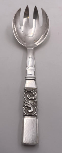 Georg Jensen Sterling Silver Salad Set in Scroll Pattern