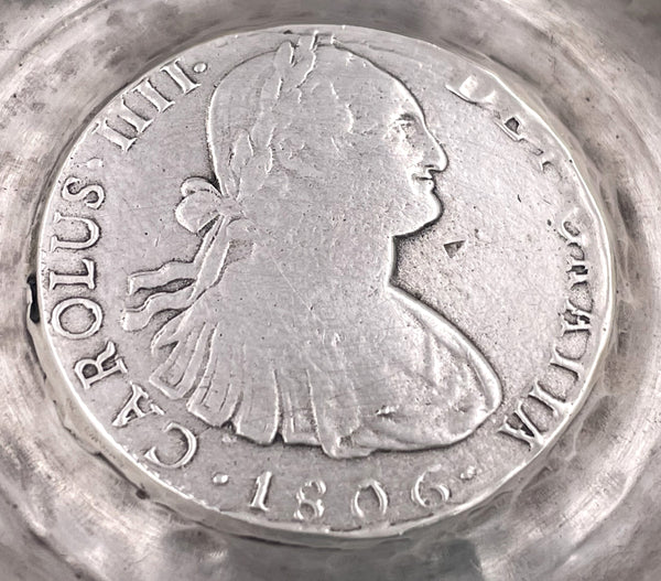 Spanish Silver Tastevin Wine Taster with Profile of Kind Charles IV