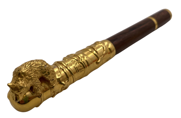Michel Audiard "Wild Kingdom" Gilt Sterling Silver and Wood Limited Edition Fountain Pen
