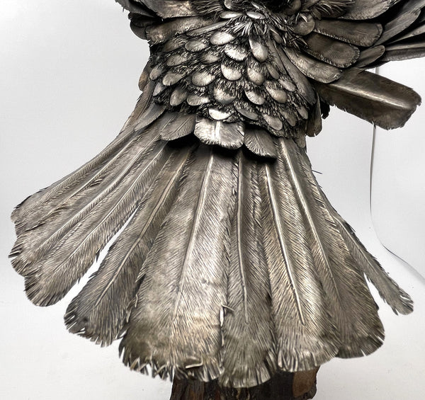 Rare Gianmaria Buccellati Monumental Sterling Silver Eagle Sculpture on Jasper Rock