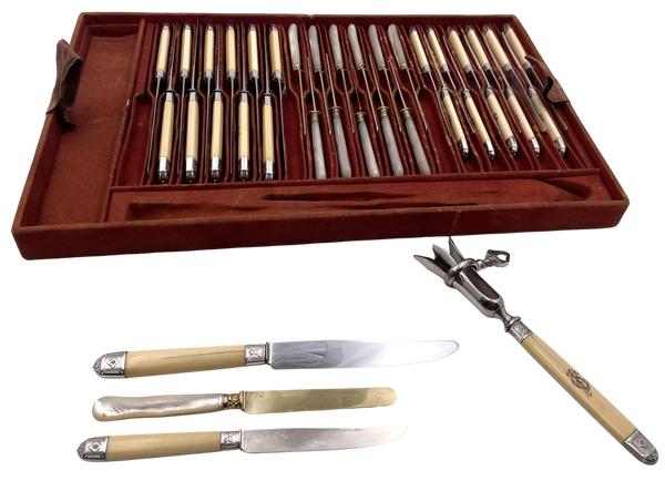 Roussel French Sterling Silver 37-Piece Knife Set from Late 19th Century