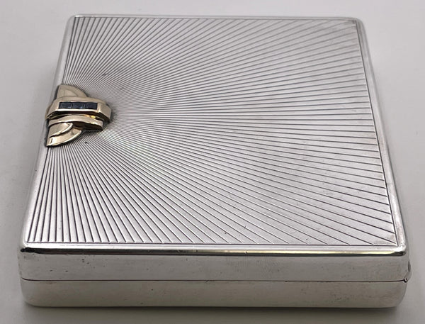 Tiffany & Co. Gold, Sapphire & Sterling Silver Compact in Art Deco Style with Mirror
