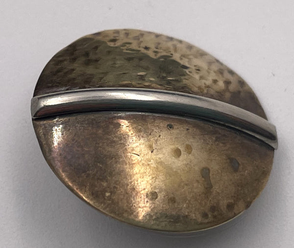 Pair of Sterling Silver and Brass Earrings in Mid-Century Modern Style
