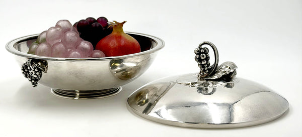 Georg Jensen Sterling Silver Covered Vegetable Tureen with Grape Motif in Pattern #408E