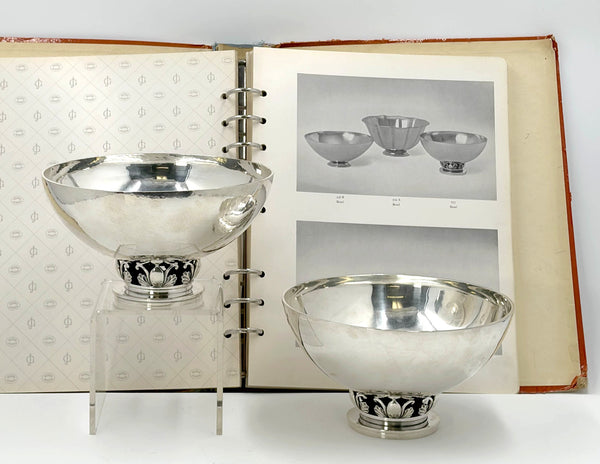 Pair of Georg Jensen by G. Albertus Sterling Silver Footed Bowls in Pattern #755