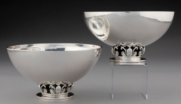 Two Georg Jensen No. 755 Sterling Silver Footed Bowls