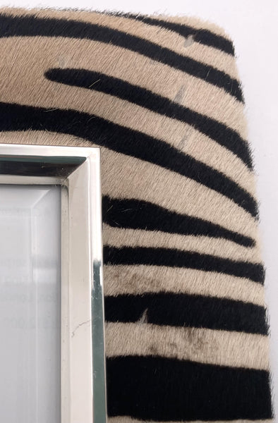 Del Conte Zebra & Sterling Silver Italian Picture Frame New in Box