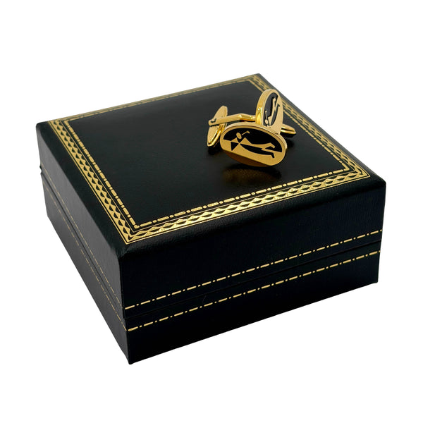 Dunhill Black Enamel and Gilt Sterling Silver Cufflinks