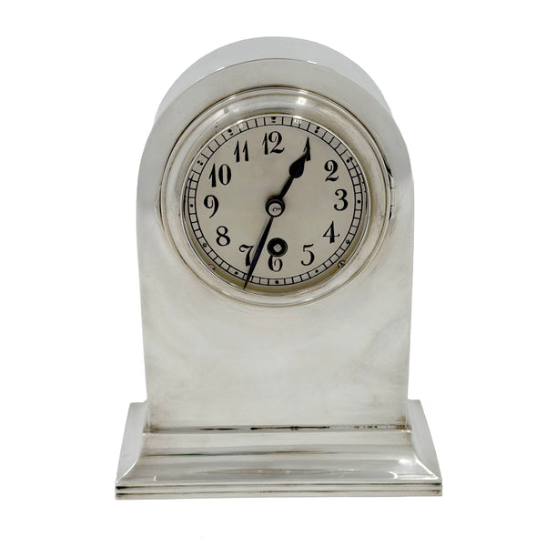 CE Keyser German Continental Silver Desk / Mantel Clock from Early 20th Century